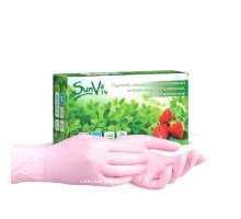 SunViv (от Safe&Care) перчатки нитрил, 3,5 г, XS, розовые, ZN316, 50 пар