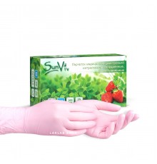 SunViv (от Safe&Care) перчатки нитрил, 3,5 г, S, розовые, ZN316, 50 пар
